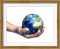 Framed Human Hand Holding Planet Earth