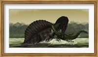 Framed Spinosaurus Catches a Young Stomatosuchus