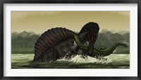 Framed Spinosaurus Catches a Young Stomatosuchus