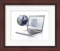 Framed Planet Earth Globe Coming Out From a Laptop Computer