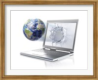 Framed Planet Earth Globe Coming Out From a Laptop Computer