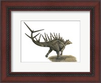 Framed Pencil Drawing of Kentrosaurus Aethiopicus on Yellow paper