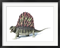 Framed 3D Rendering of a Dimetrodon Dinosaur