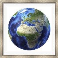 Framed 3D Rendering of Planet Earth, Centered on Africa and Europe