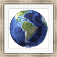 Framed 3D Rendering of Planet Earth, Centered on South America