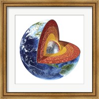 Framed Cross Section of Planet Earth Showing the Inner Core