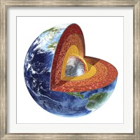 Framed Cross Section of Planet Earth Showing the Inner Core