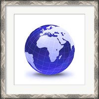 Framed Stylized Earth globe with Grid, showing Africa and Eastern Europe