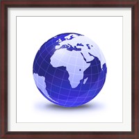 Framed Stylized Earth globe with Grid, showing Africa and Eastern Europe