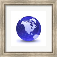 Framed Stylized Earth Globe with Grid, showing North America