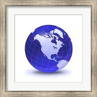 Framed Stylized Earth Globe with Grid, showing North America