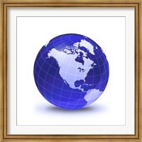Framed Stylized Earth Globe with Grid, showing North America