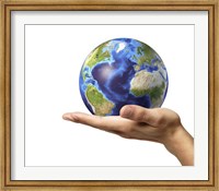 Framed Male Hand Holding Earth Globe