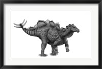 Framed Pencil Drawing of Wuerhosaurus Homheni Standing on its Hind Legs