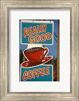 Framed Coffee Sign on Vancouver Island, British Columbia, Canada