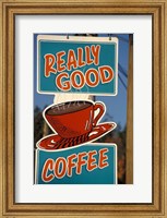 Framed Coffee Sign on Vancouver Island, British Columbia, Canada