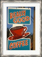 Framed Coffee Sign on Vancouver Island, British Columbia, Canada