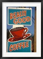 Framed Coffee Sign on Vancouver Island, British Columbia, Canada