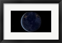 Framed Digital Composite of Earth's City Lights at Night, Centered over the Atlantic Ocean