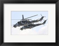 Framed Czech Air Force Mi-24 Hind Helicopters