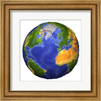 Framed Full view of the Earth Showing Topographic Data