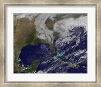 Framed Satellite View of a Nor'easter Storm over the United States