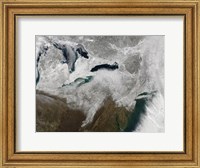 Framed Satellite View of a Large Nor'easter Snow Storm
