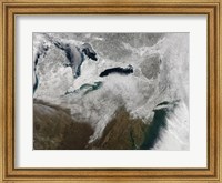 Framed Satellite View of a Large Nor'easter Snow Storm