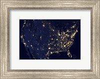 Framed City Lights of the United States at Night