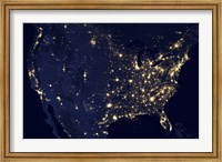 Framed City Lights of the United States at Night