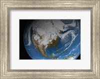 Framed Ful Earth Showing Simulated Clouds over North America