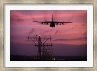 Framed C-130J Super Hercules landing at Ramstein Air Base, Germany