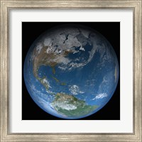 Framed Full Earth Featuring North and South America