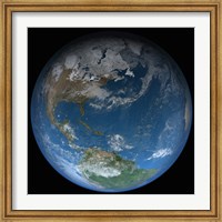 Framed Full Earth Featuring North and South America
