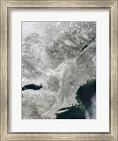 Framed Satellite View of a Large Nor'easter Snow Storm over United States