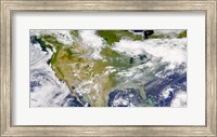 Framed Satellite view of North America with Smoke Visible in Several Locations