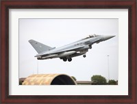 Framed German Eurofighter taking off from Albacete Airfield, Spain