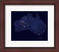 Framed Satellite View Showing the Night Lights of Australia