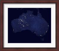 Framed Satellite View Showing the Night Lights of Australia