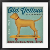 Framed Golden Dog on Skateboard