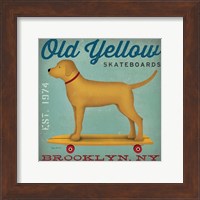 Framed Golden Dog on Skateboard