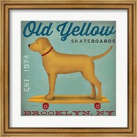 Framed Golden Dog on Skateboard