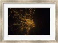 Framed Nighttime image of Valencia on the Mediterranean Coast of Spain