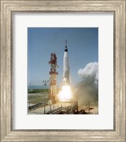 Framed View of the Mercury-Atlas 3 liftoff from Cape Canaveral, Florida