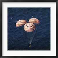 Framed Apollo 16 Command Module approaching Touchdown in the Central Pacific Ocean