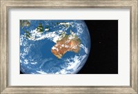 Framed Planet Earth showing Clouds over Australia