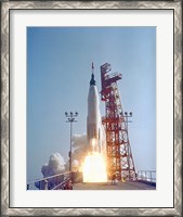 Framed Mercury-Atlas 9 lifts off from its Launch Pad at Cape Canaveral, Florida