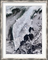 Framed Satellite view of Kamchatka Peninsula, Eastern Russia