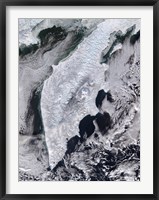 Framed Satellite view of Kamchatka Peninsula, Eastern Russia