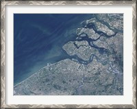 Framed Satellite view of the Belgium Coastline